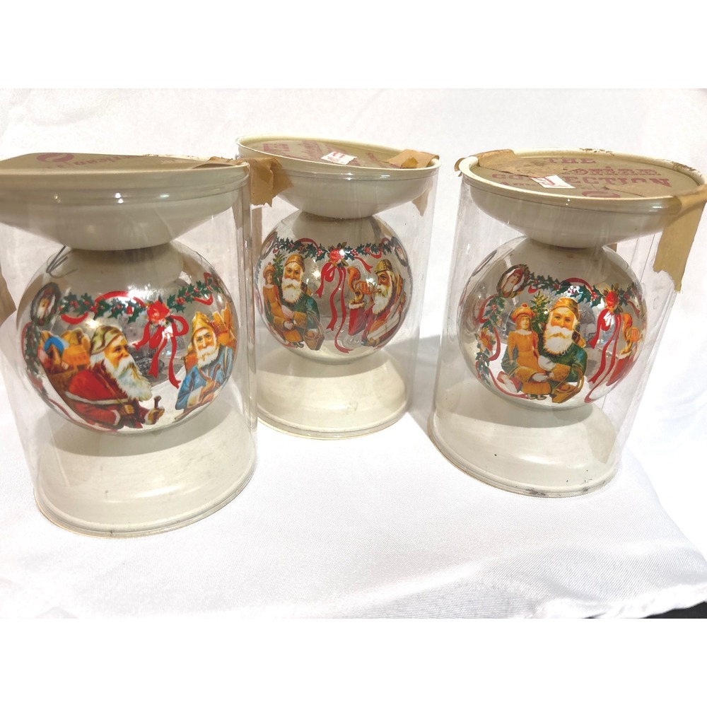 American Themes Victorian Collection Glass Christmas Ornaments Santa Set of 3